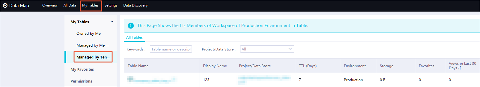 Managed by Tenant Account page