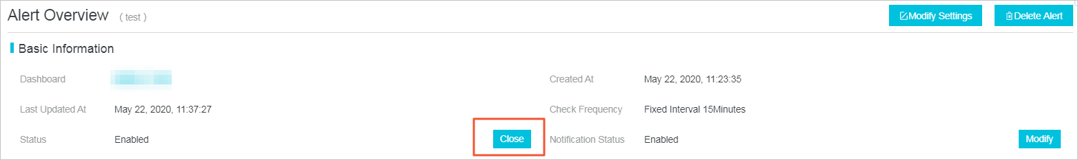 Disable or Enable an alert rule