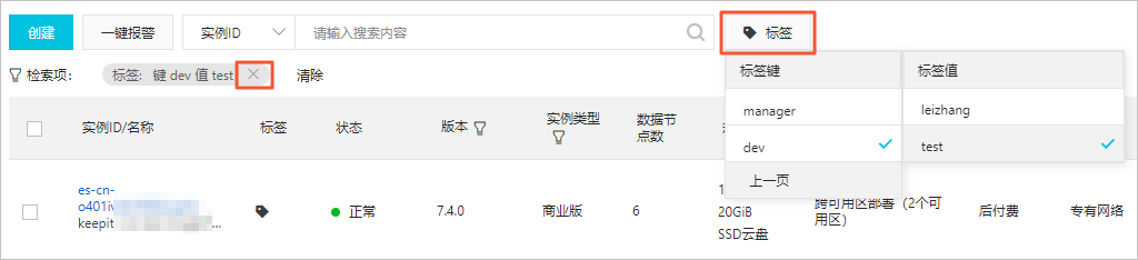 根据标签筛选实例