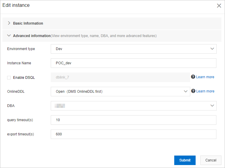 Set the query timeout(s) parameter