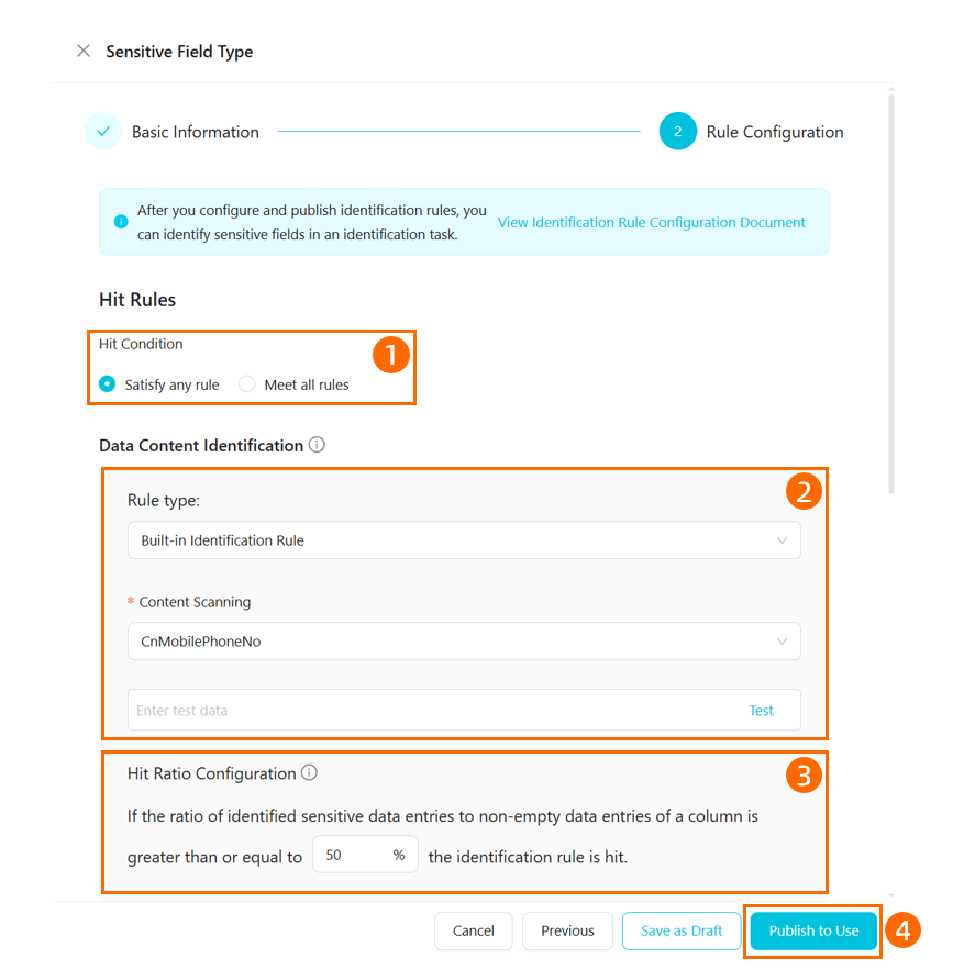 Rule configuration example