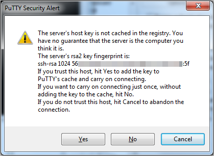 PuTTY cannot verify the authenticity of the remote server