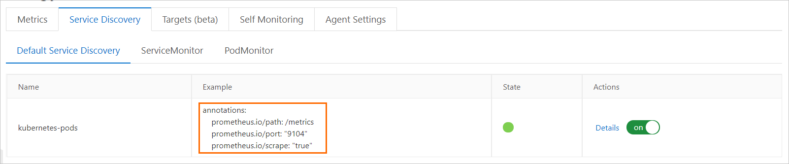 Default ServiceMonitor