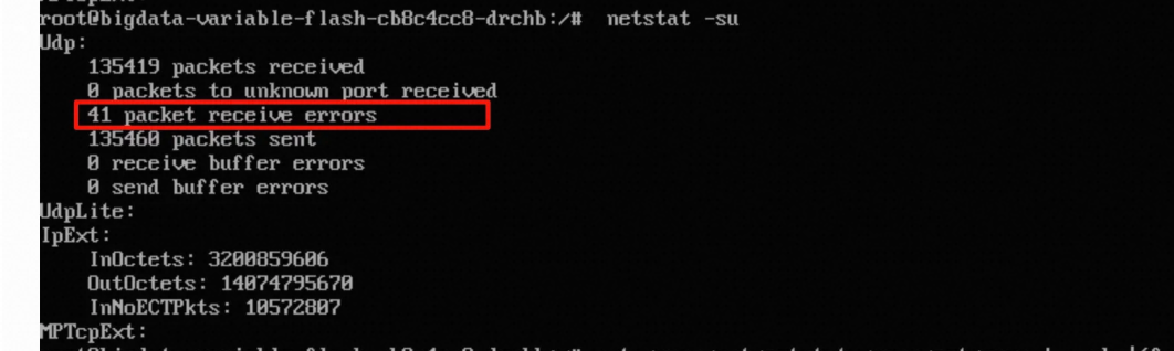Network packet loss metrics observed after container memory exhaustion