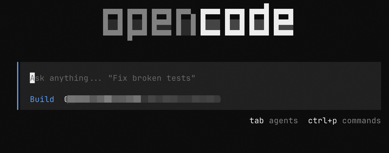 OpenCode startup screen