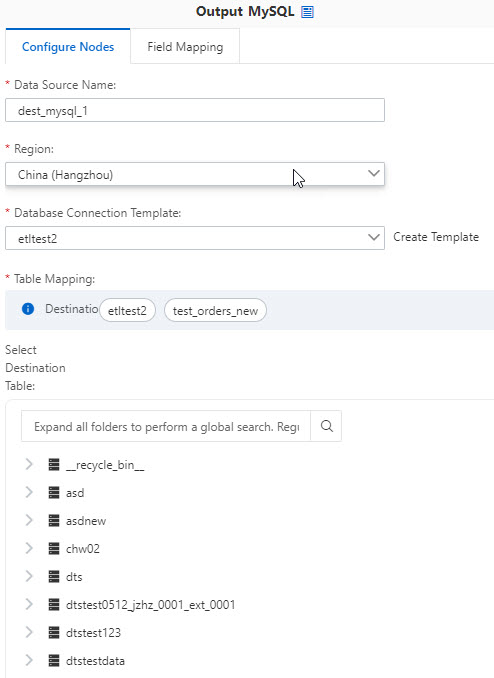 Destination Database_Configure Nodes
