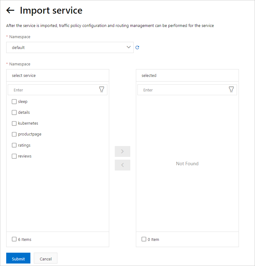 Import service page