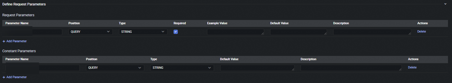 Request Parameter Definition