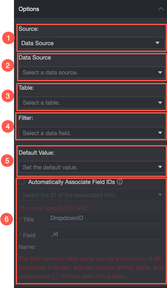 下拉单选-来源于数据源