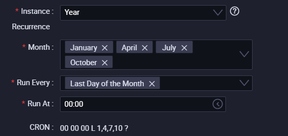 Schedule a node by quarter