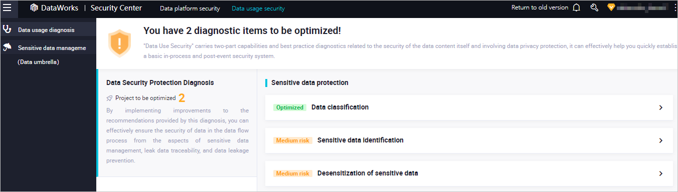 Data usage diagnostics