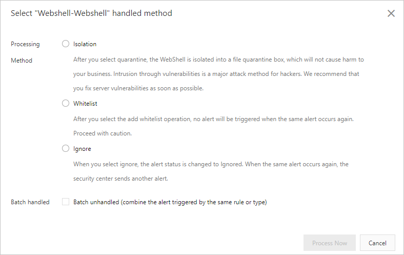 Solution to an alert on webshells