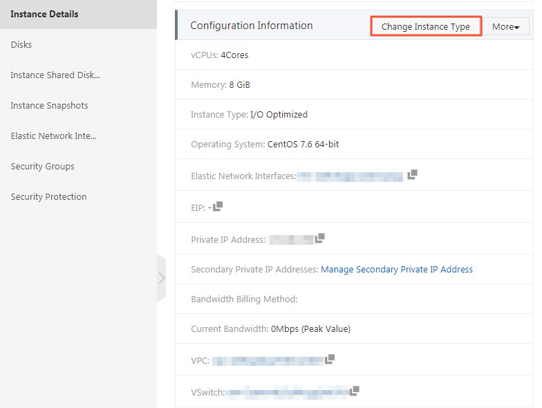 Change instance type