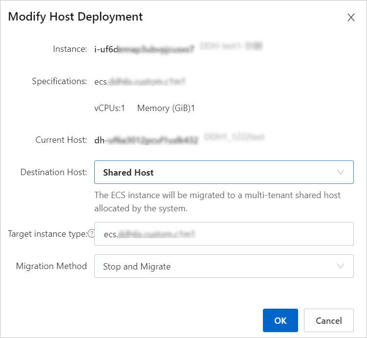 Modify Host Deployment dialog box