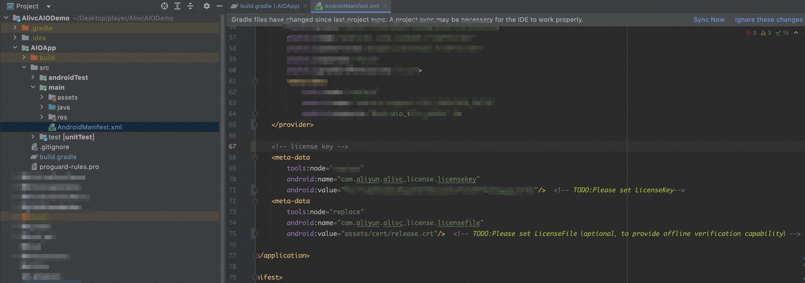 Configure the license file and the license key
