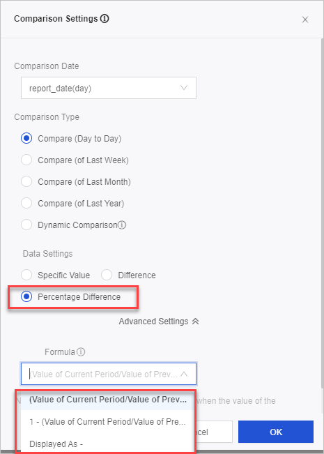 Configure the comparison feature-3.11
