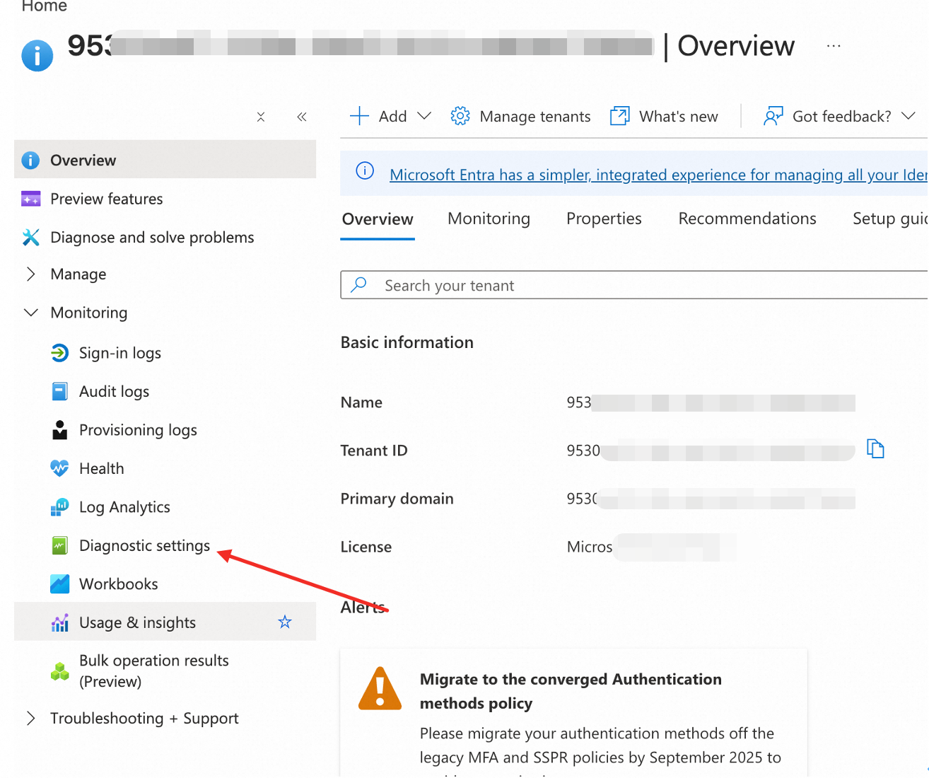 Diagnostic settings