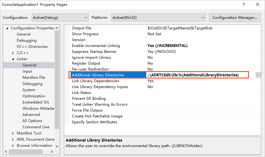 Specify the static library directory