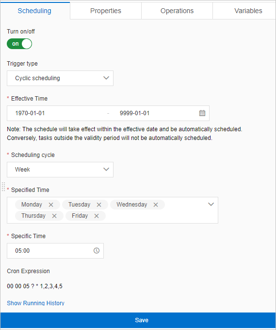 Scheduling Settings tab