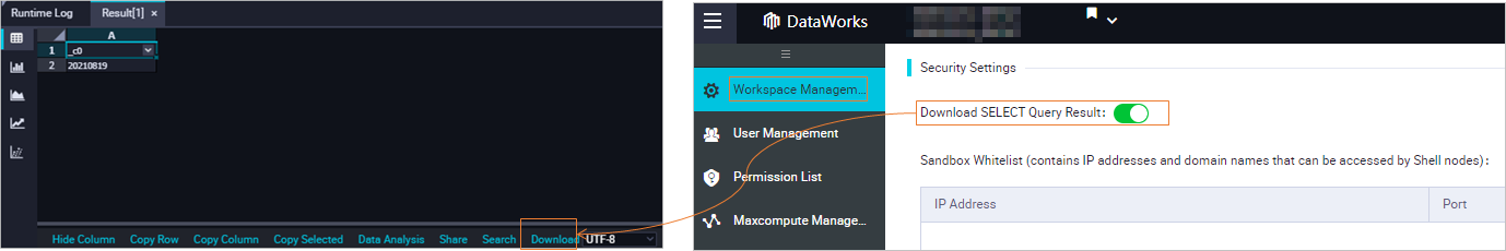 Export data to your on-premises machine