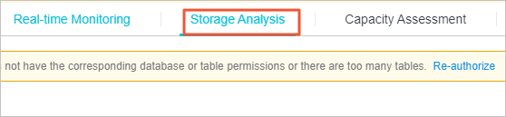 Storage Analysis tab
