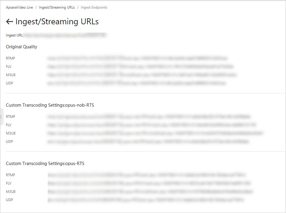 Streaming URLs