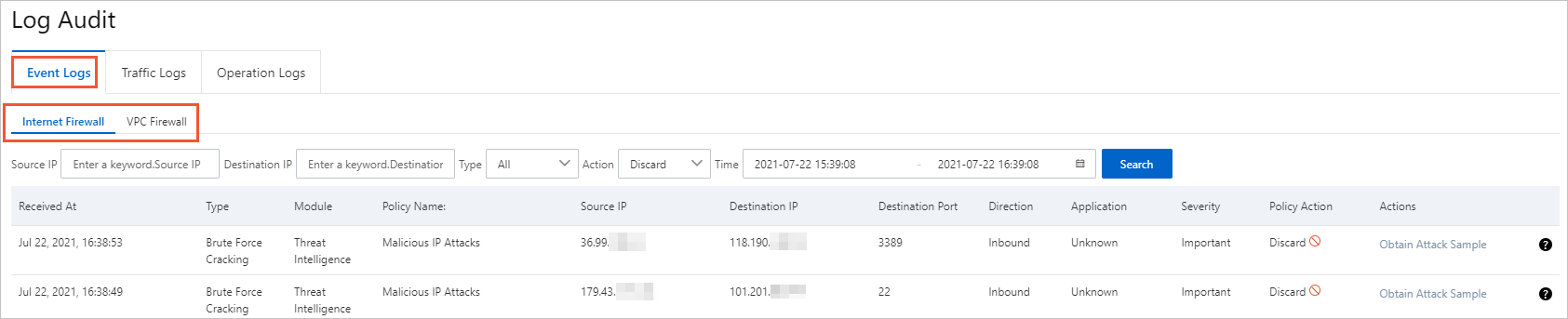 Event logs