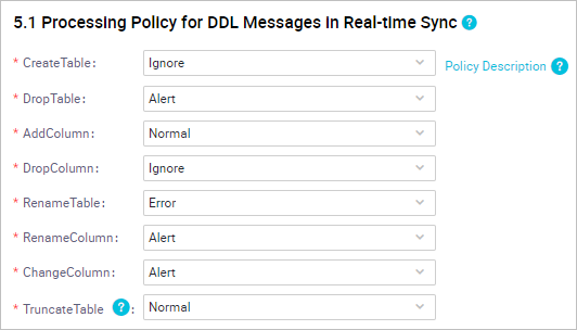 Configure processing rules for DDL messages