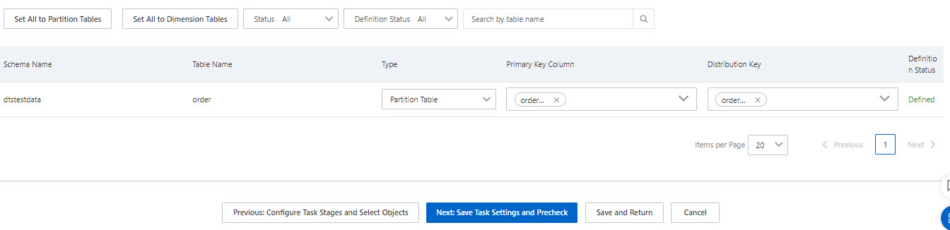AnalyticDB for MySQL: Specify the primary key column and distribution key