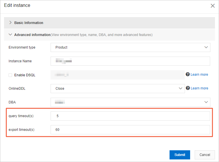 Configure timeout periods for queries and export tasks