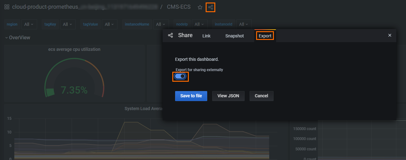 Export a dashboard template
