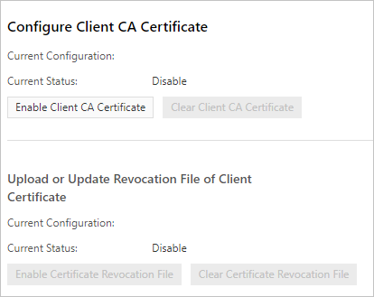 Enable Client CA Certificate button