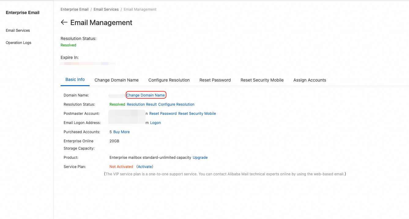 Change Domain Name