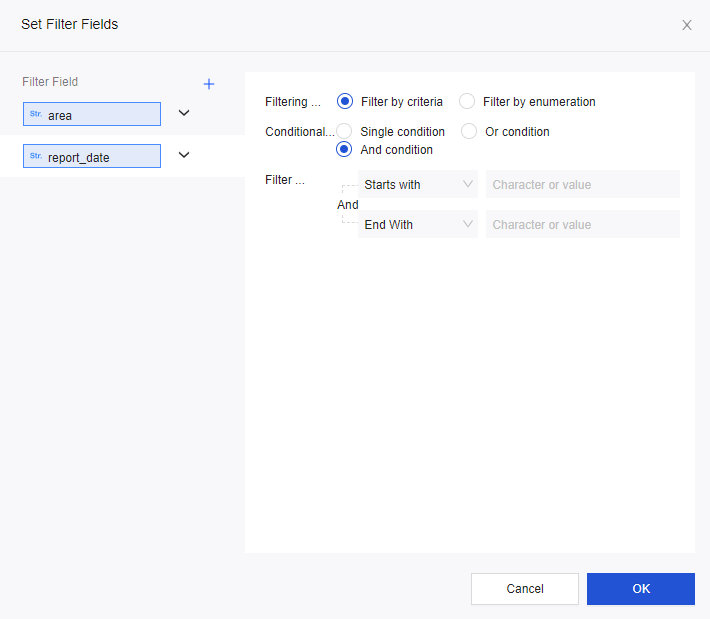 Set Filter Fields