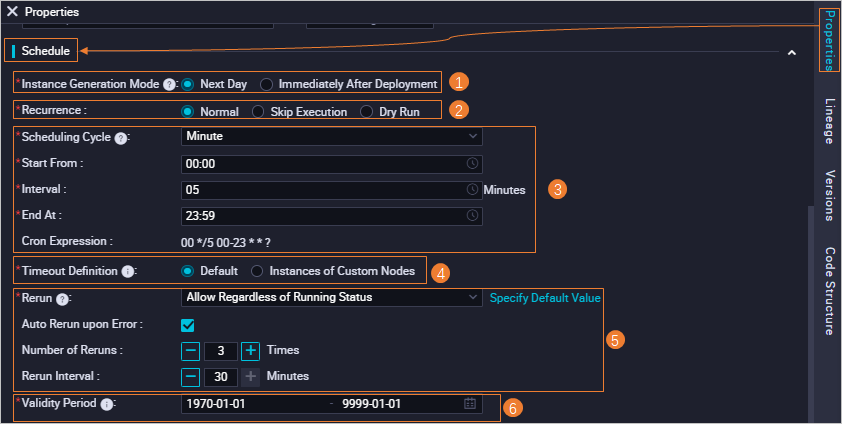 Configure time properties