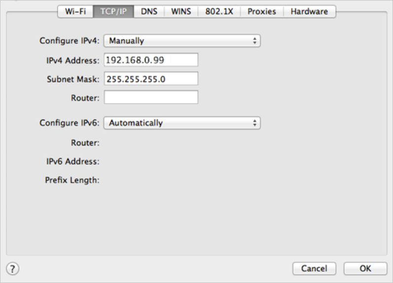 Configure a static IP address for a macOS client