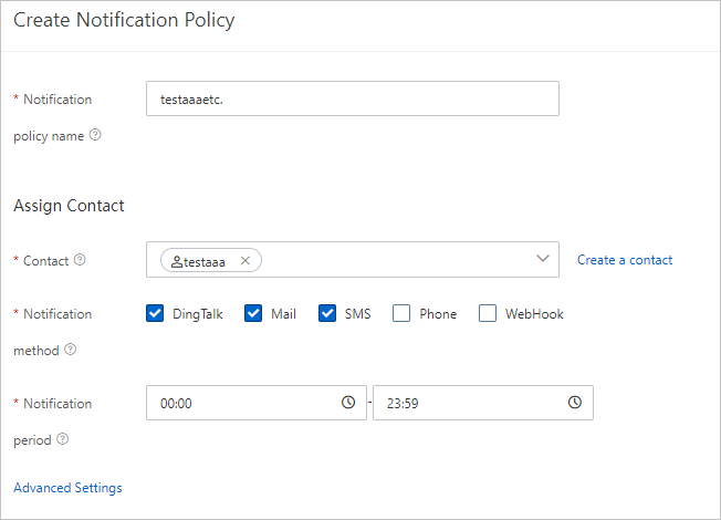 Create Notification Policy