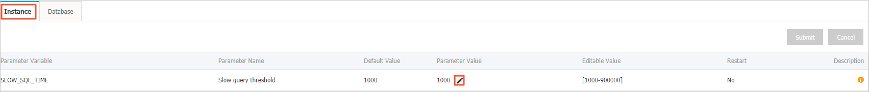 Modify the value of instance parameter 1
