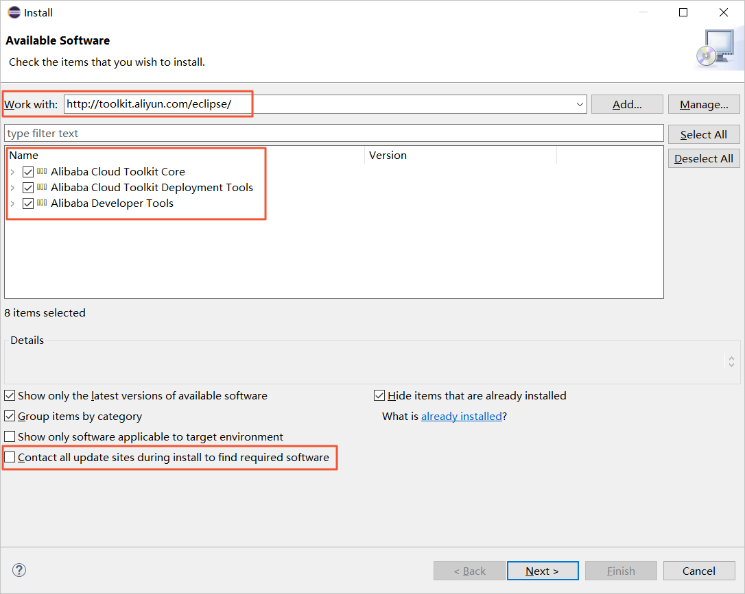 Configure Alibaba Cloud Toolkit components - Eclipse