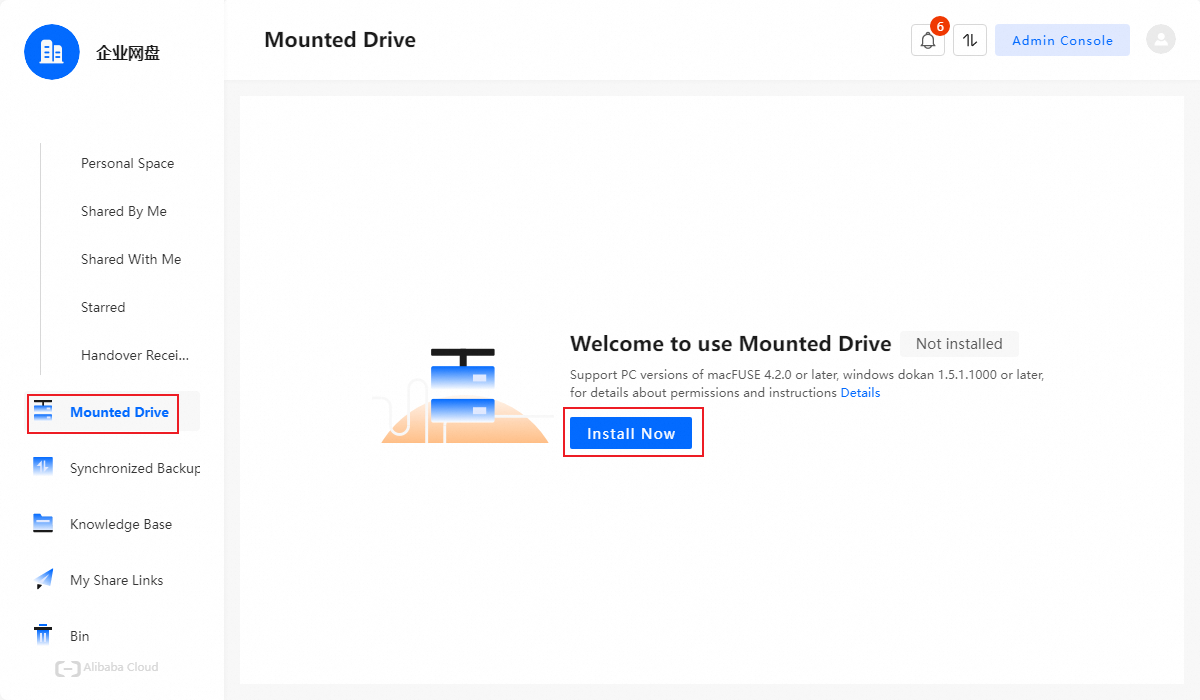 Install Now button for Mounted Drive on macOS