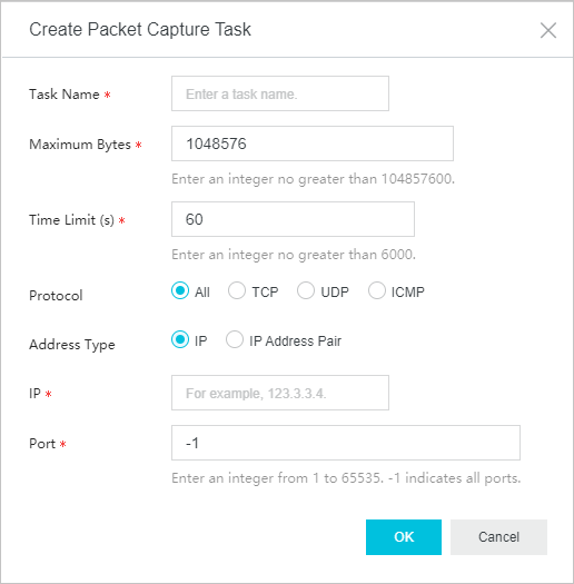 Create a packet capture task