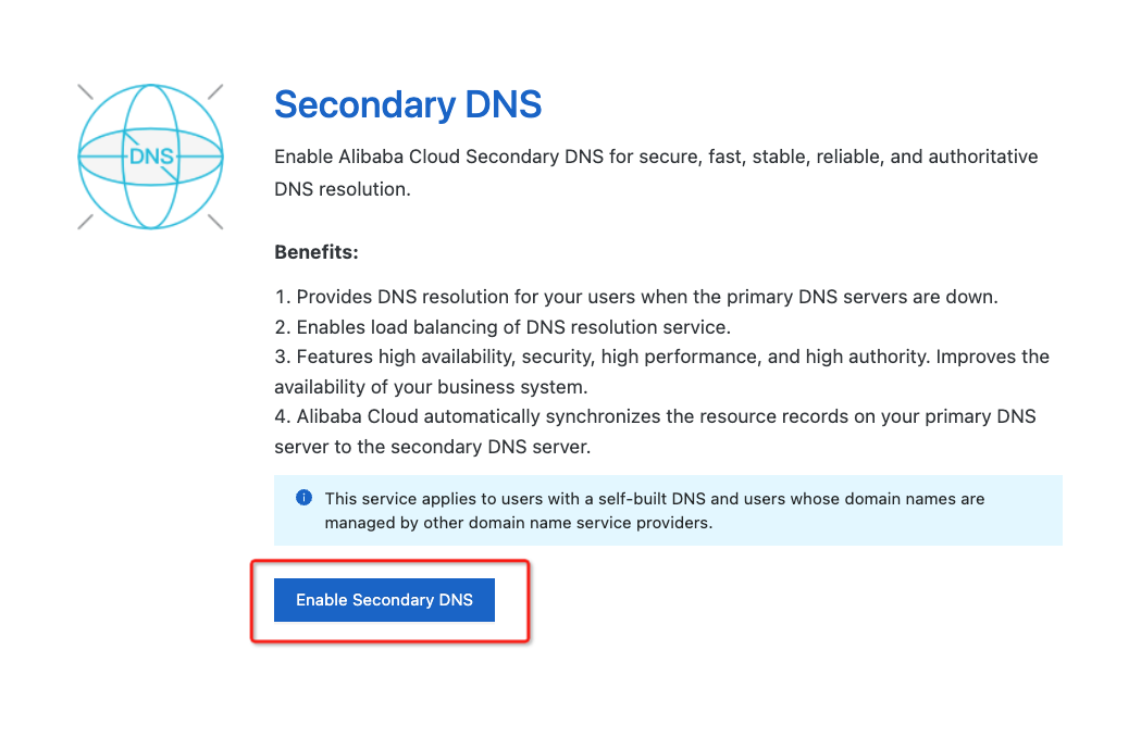 Enable the secondary DNS feature