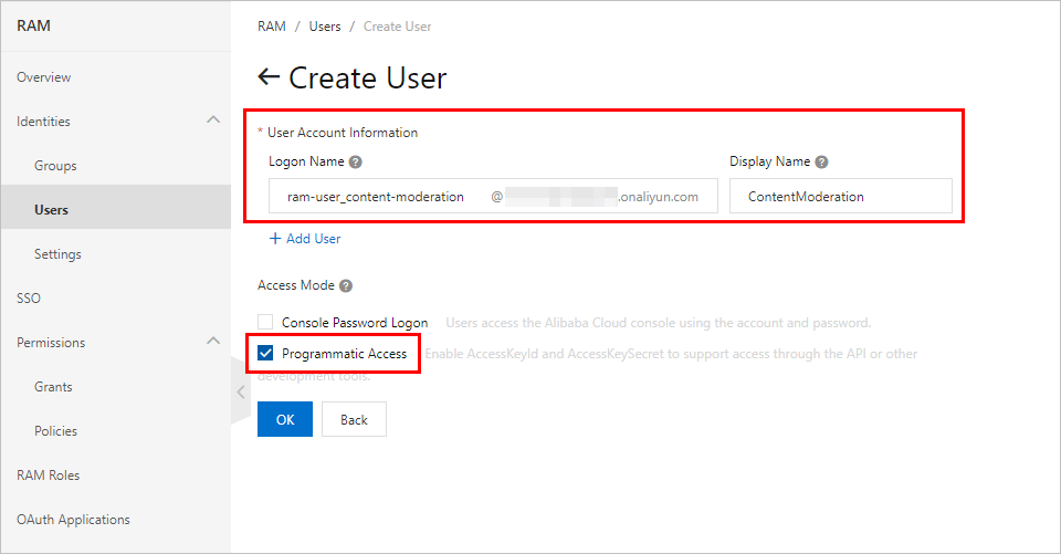 Create a RAM user