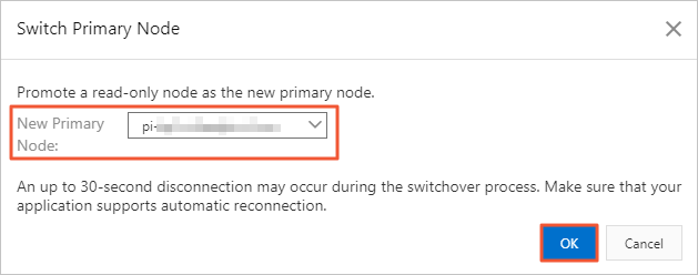 The Switch Primary Node dialog box