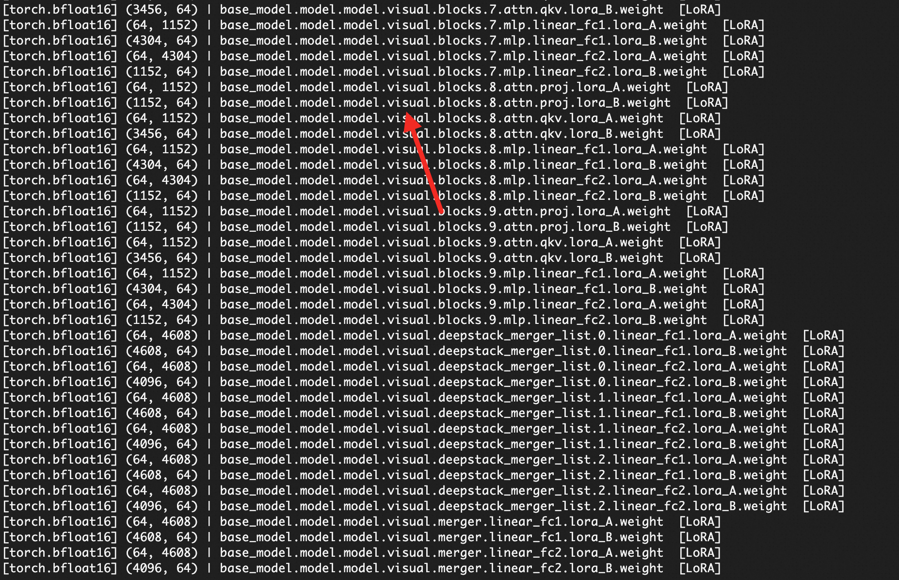 未冻结VIT的adapter文件示例(包含visual参数)