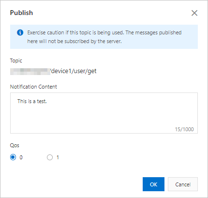 Enter a message that you want to publish to the topic