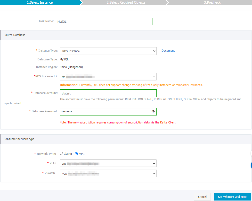 Configure the change tracking channel