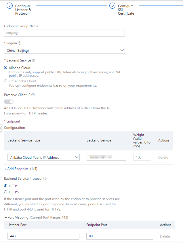 Default endpoint group