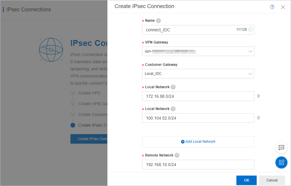 Create an IPsec-VPN connection