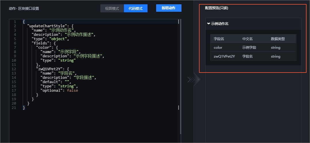 预览动作区域示例